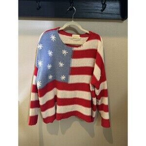 Judith March American Flag Sweater Betsy Flag Design Patriotic Women’s Size S